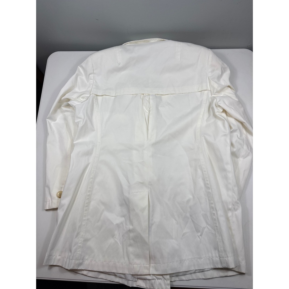 Fleet Street White Double Breasted Trench Coat Cotton Blend Jacket XL - Picture 7 of 9